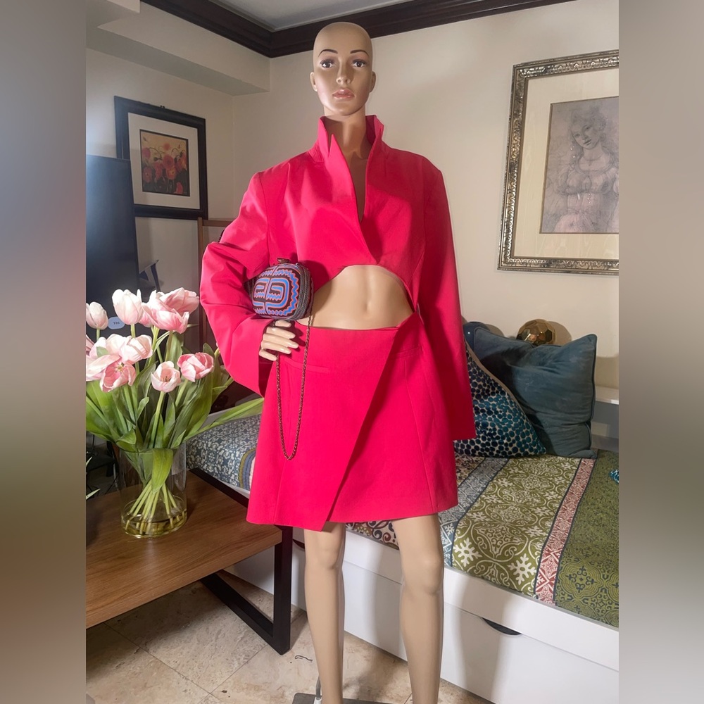 ✨ NEW ZARA Fuchsia Pink Cut-Out Blazer Mini Dress - Size XL